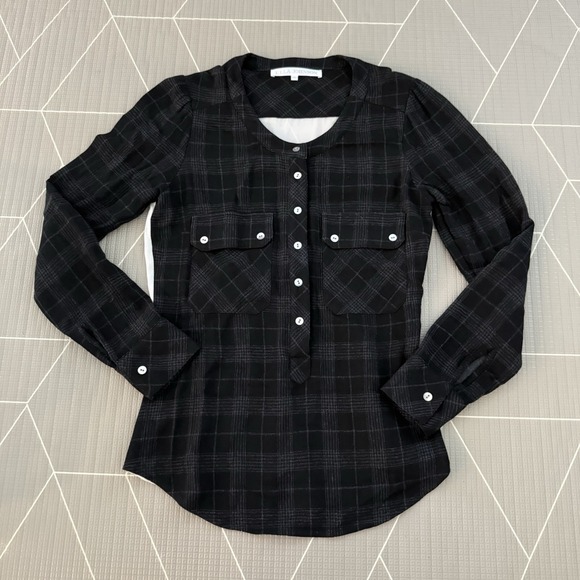 Ulla Johnson Tops - Ulla‎ Johnson Women's Size 2 Wool Plaid Popover Top Ruched Silk Back